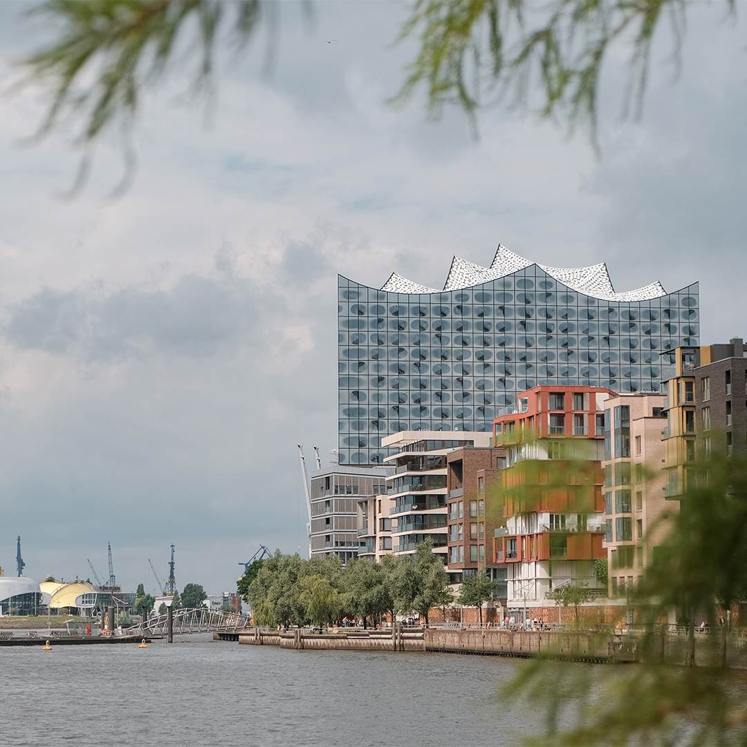 The Elbphilharmonie right on the waterfront of Hamburgs latest development project, the Hafen City