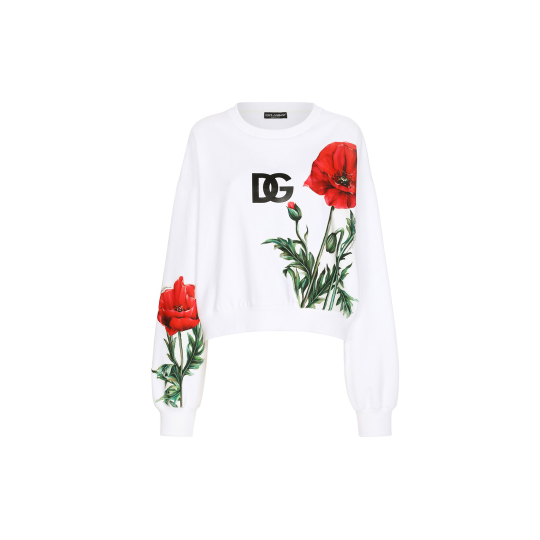 Jersey Sweatshirt With Poppy Patch