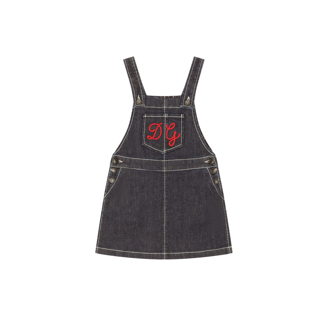 Short Denim Dungaree Dress